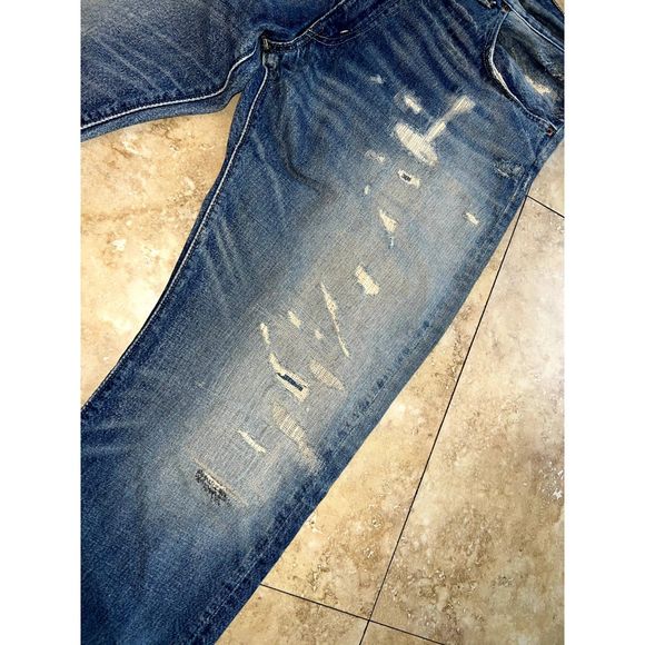 RRL - Ralph Lauren Double RL Vintage Low Straight Burrows wash repaired jeans - Picture 9 of 15